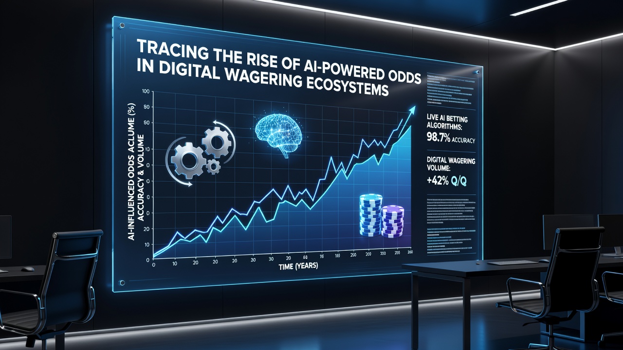 Analyst reviewing AI model outputs on multiple screens showing probability distributions for upcoming sporting events